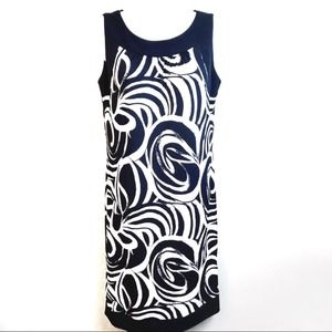 5/$25 Black and White Rose Print Sheath Dress Sz 2